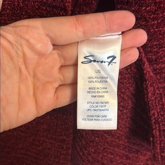 Seven7 Women's Burgundy Open Front Cardigan Sweater Size L - Picture 5 of 6